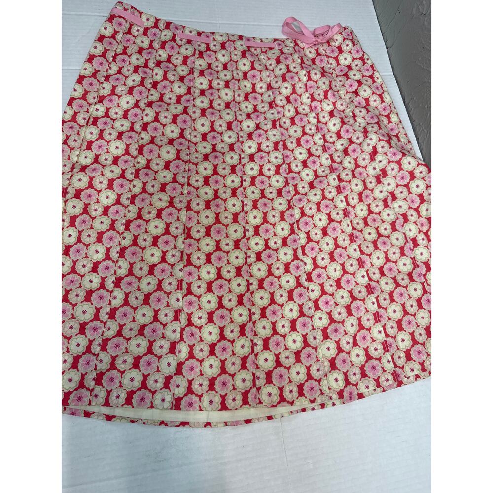 J.Crew Spring Summer‎ Skirt Pink White Adjustable Waist Floral Cotton Womens 10